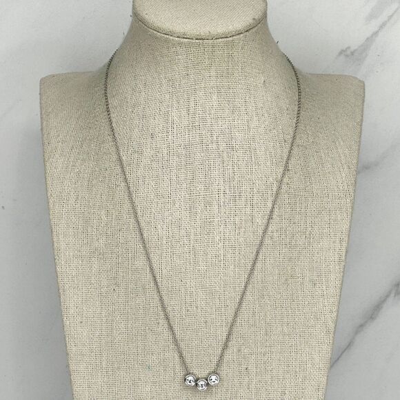 Chico's Silver Tone 3 Rhinestone Slide Chain Link Necklace ✨ - Picture 1 of 12